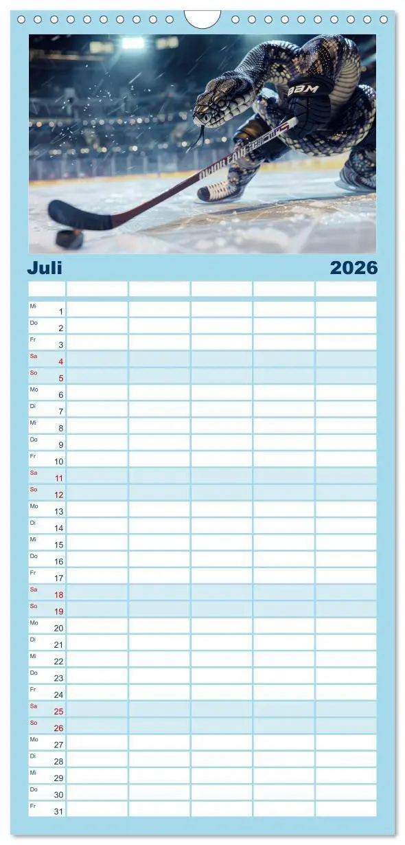 Bild: 9783516490732 | Familienplaner 2026 - Der tierisch lustige Eishockey Kalender mit 5...