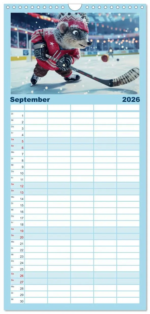 Bild: 9783516490732 | Familienplaner 2026 - Der tierisch lustige Eishockey Kalender mit 5...