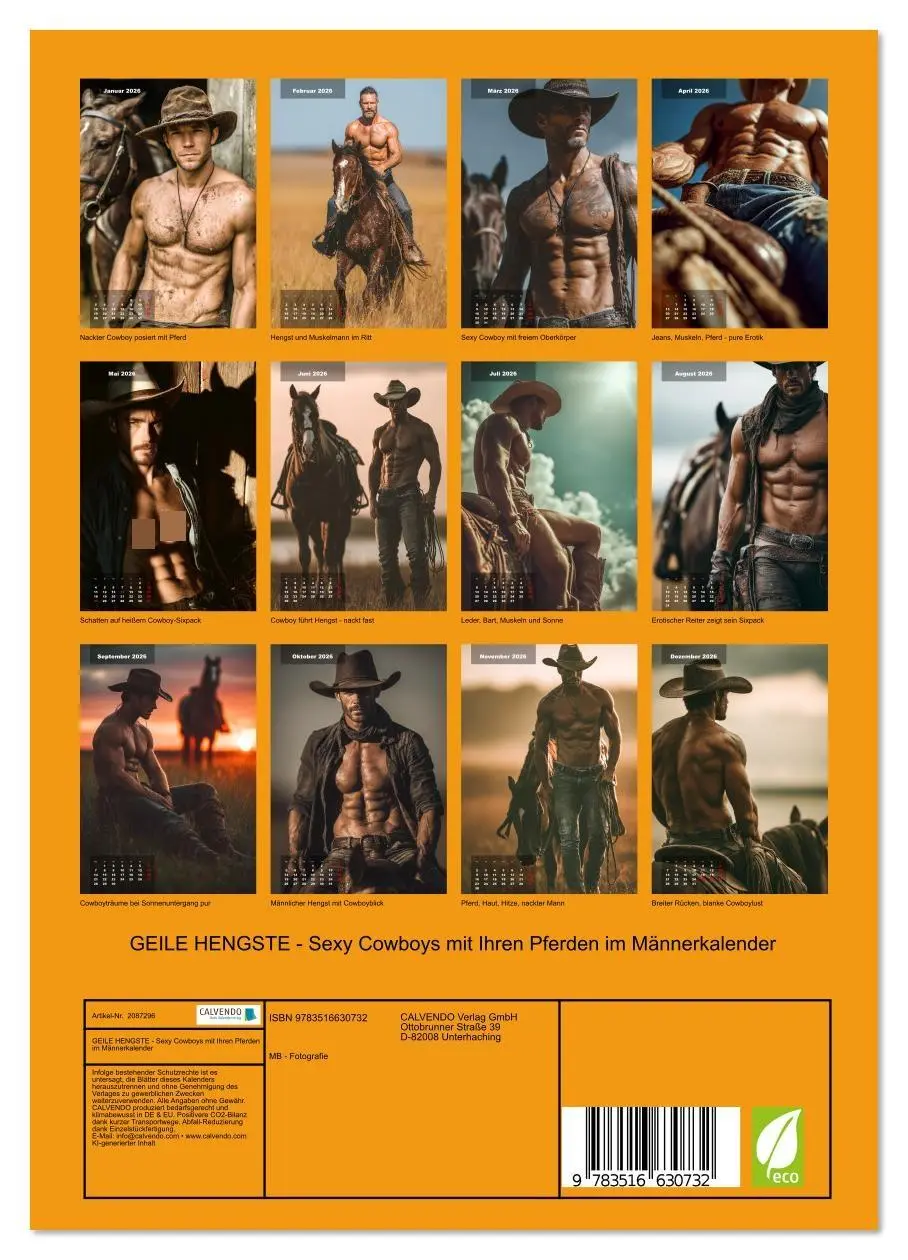 Bild: 9783516630732 | GEILE HENGSTE - Sexy Cowboys mit Ihren Pferden im Männerkalender...