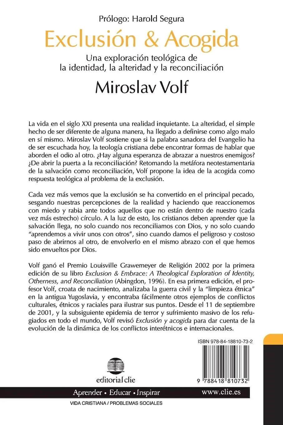 Rückseite: 9788418810732 | Exclusión y acogida | Miroslav Volf | Taschenbuch | Spanisch | 2022