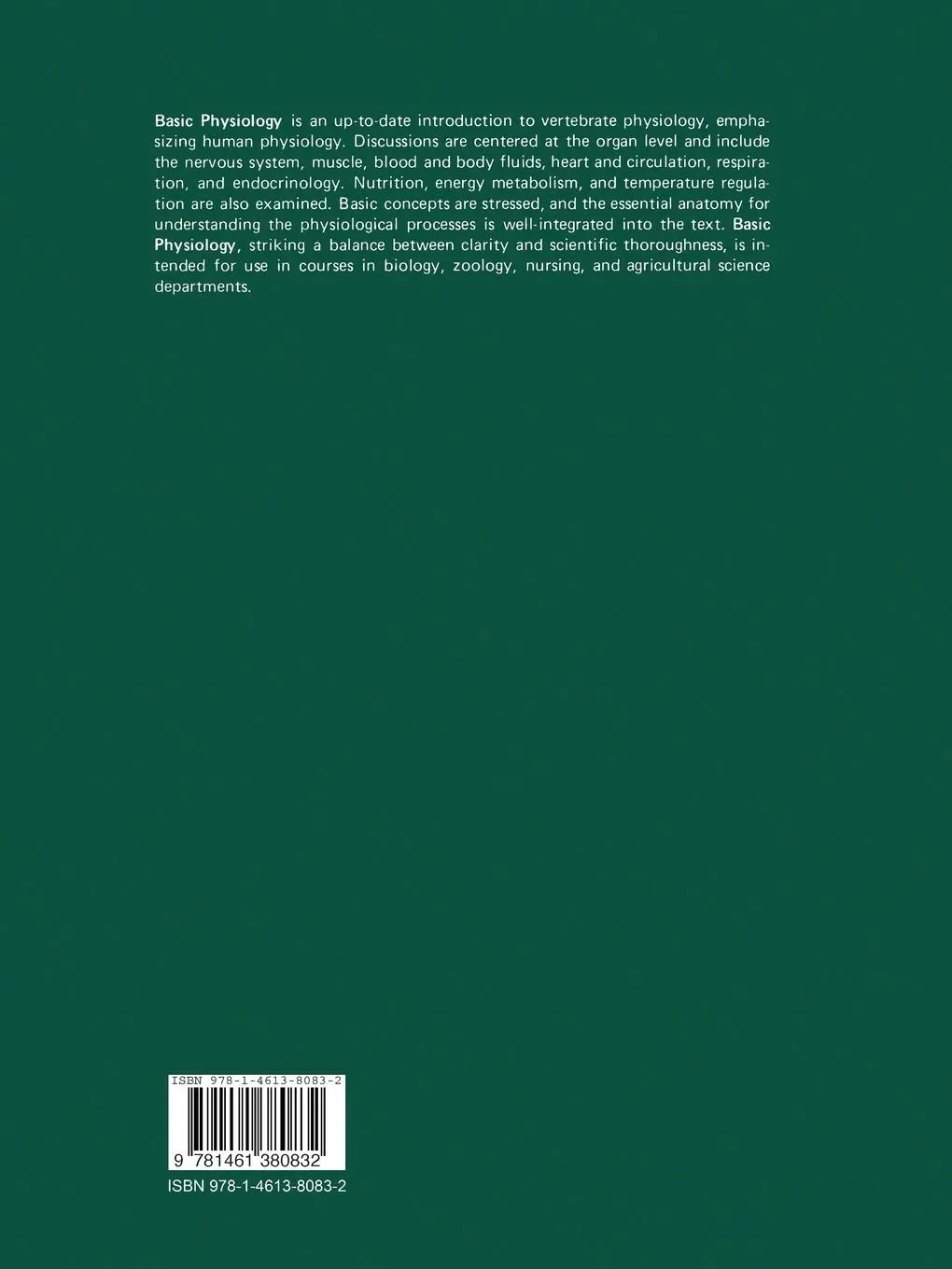 Rückseite: 9781461380832 | Basic Physiology | P. D. Sturkie | Taschenbuch | viii | Englisch