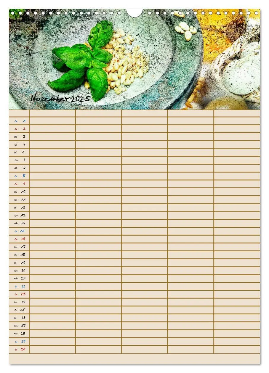 Bild: 9783435990832 | Italienische Küche mit Familienplaner (Wandkalender 2025 DIN A3...