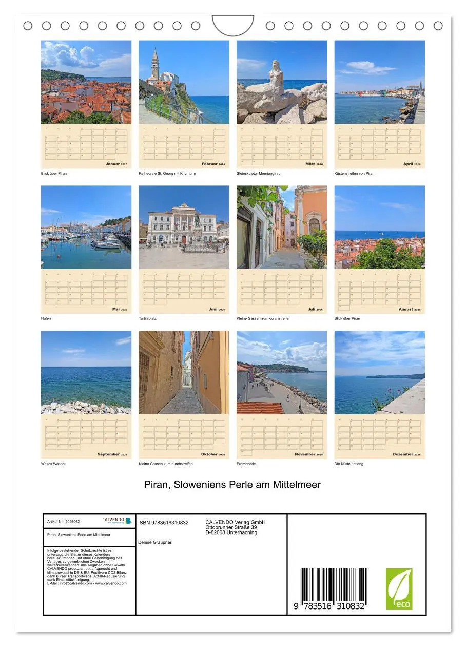 Bild: 9783516310832 | Piran, Sloweniens Perle am Mittelmeer (Wandkalender 2026 DIN A4...
