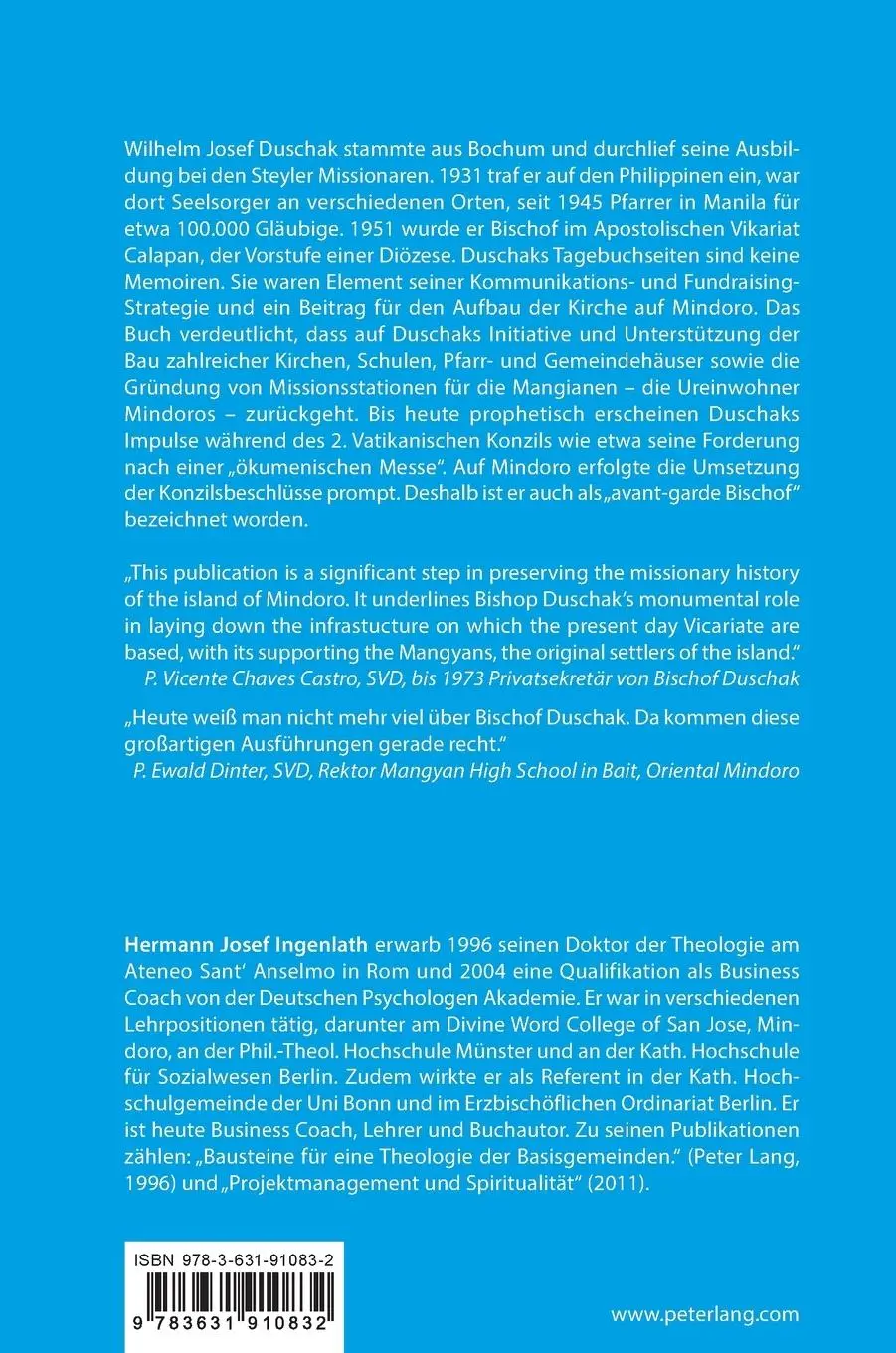 Rückseite: 9783631910832 | Auf dem Weg zur Diözese Mindoro | Hermann Josef Ingenlath | Buch