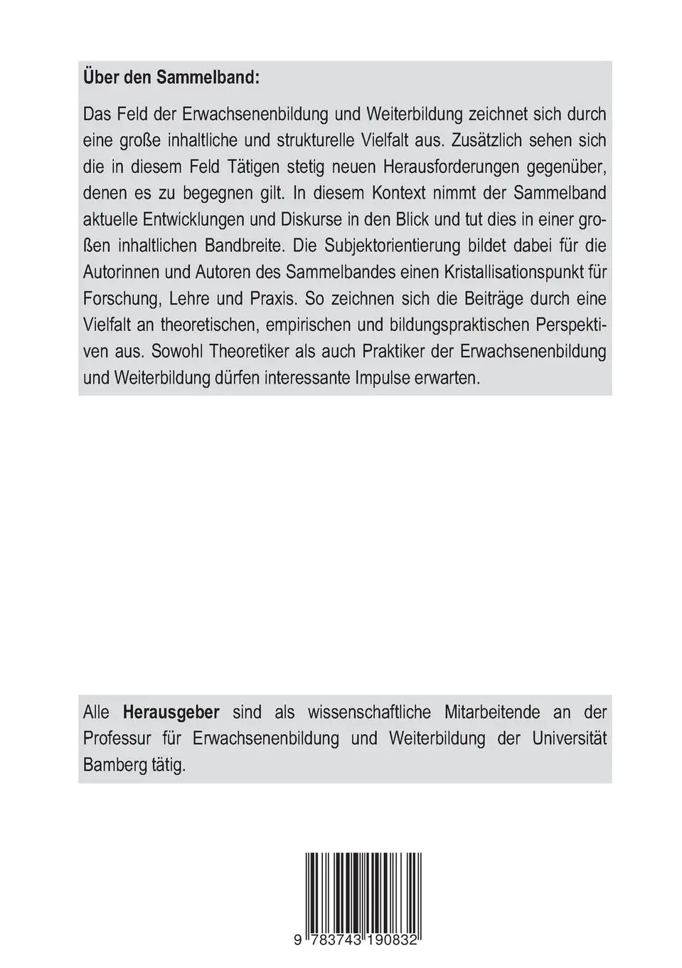 Rückseite: 9783743190832 | Subjektorientierung, Lehren und Lernen | Michael Görtler (u. a.)