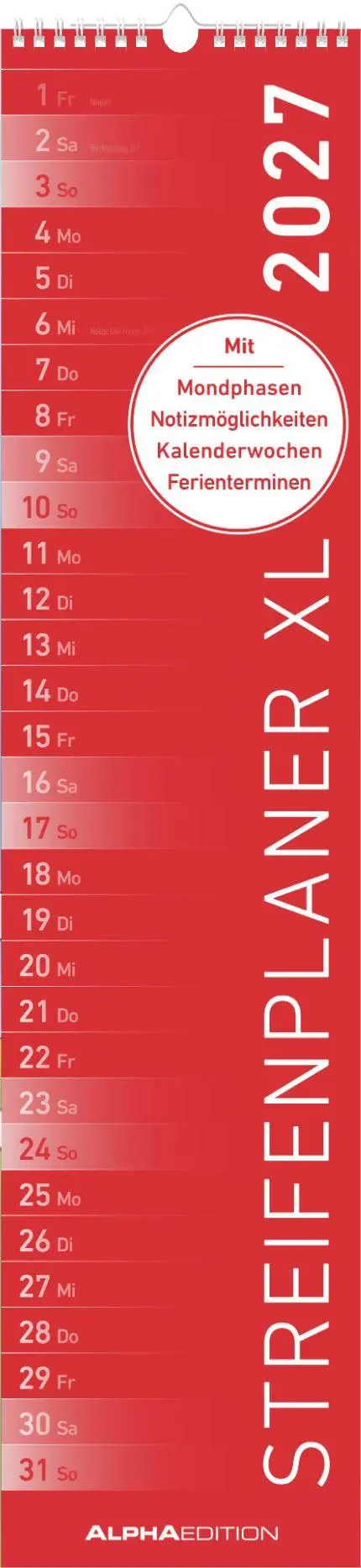 Cover: 4069095010932 | Streifenplaner XL ROT 2027 | Neumann Verlage GmbH &amp; Co KG | Kalender
