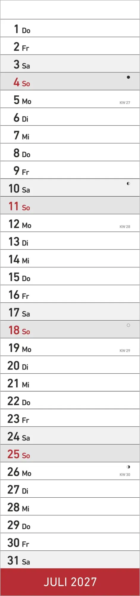 Bild: 4069095010932 | Streifenplaner XL ROT 2027 | Neumann Verlage GmbH &amp; Co KG | Kalender