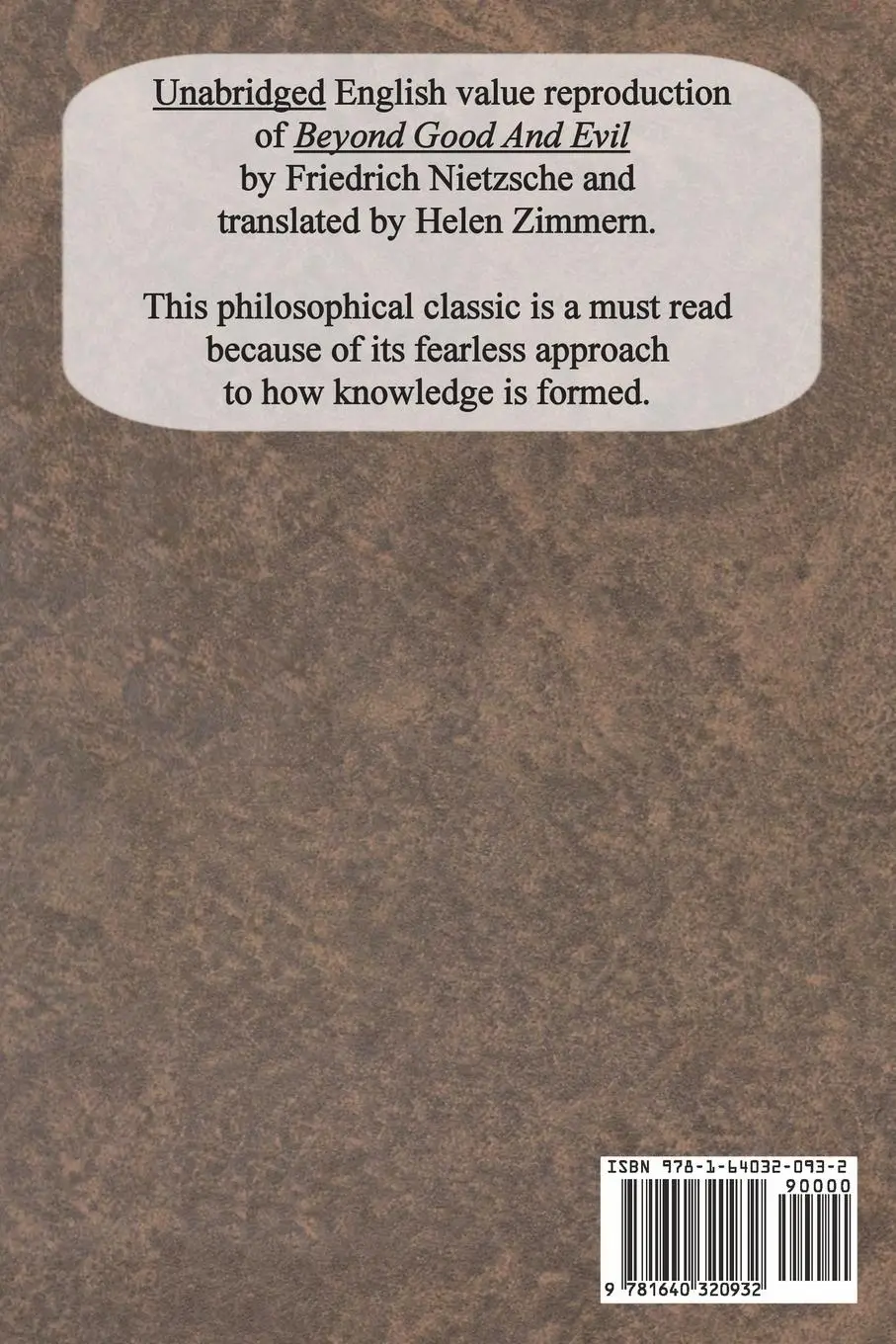 Rückseite: 9781640320932 | Beyond Good And Evil | Friedrich Nietzsche | Taschenbuch | Englisch