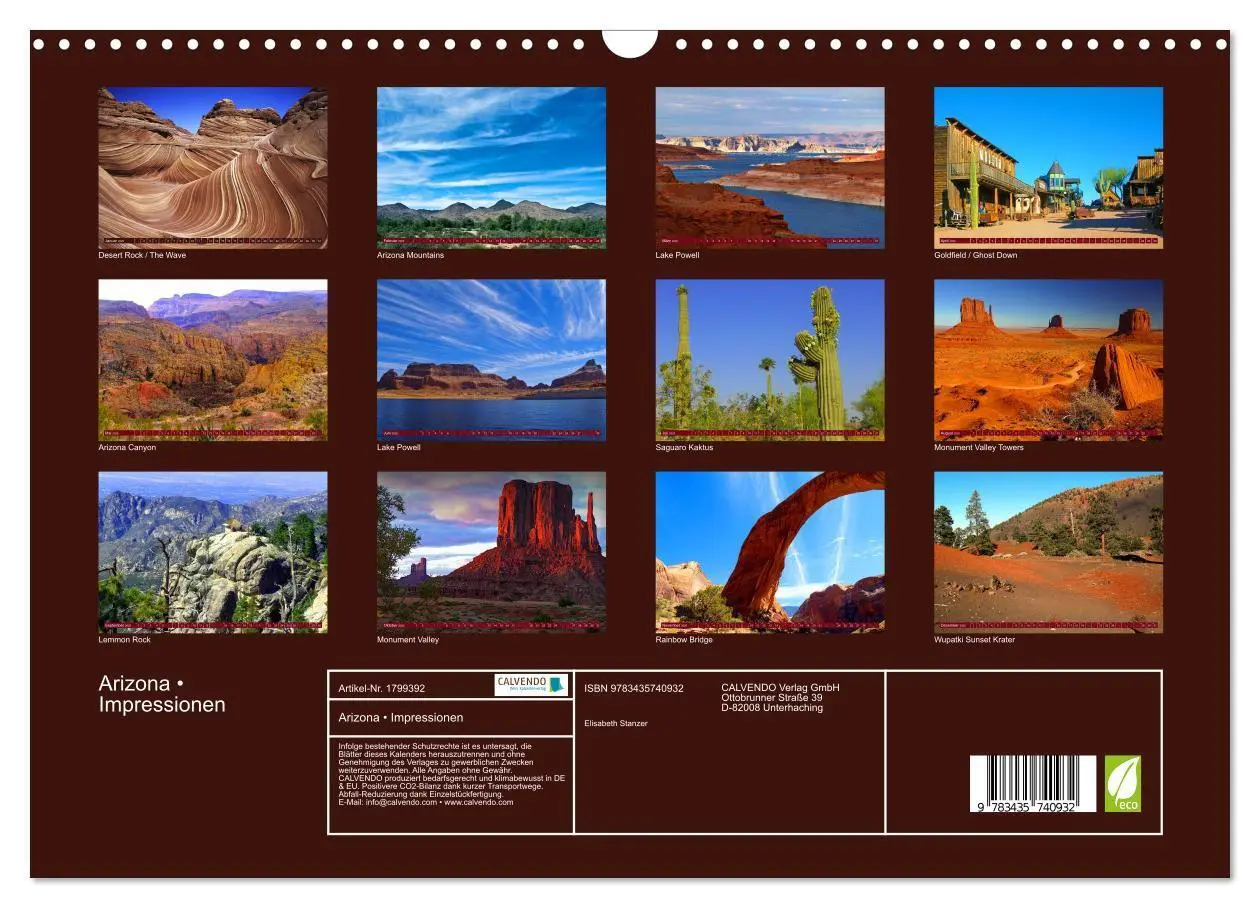 Bild: 9783435740932 | Arizona - Impressionen (Wandkalender 2025 DIN A3 quer), CALVENDO...