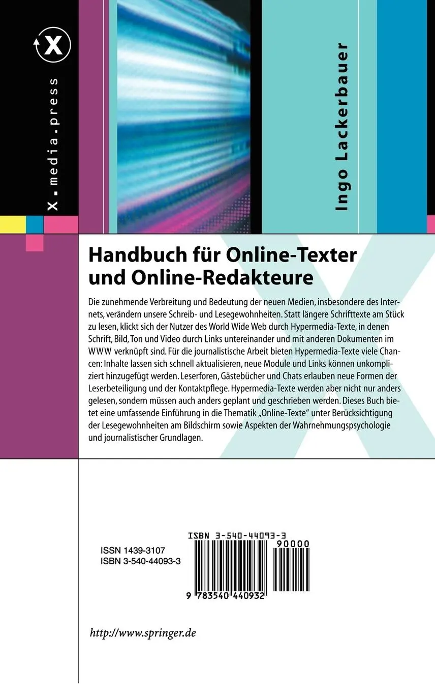 Rückseite: 9783540440932 | Handbuch für Online-Texter und Online-Redakteure | Ingo Lackerbauer