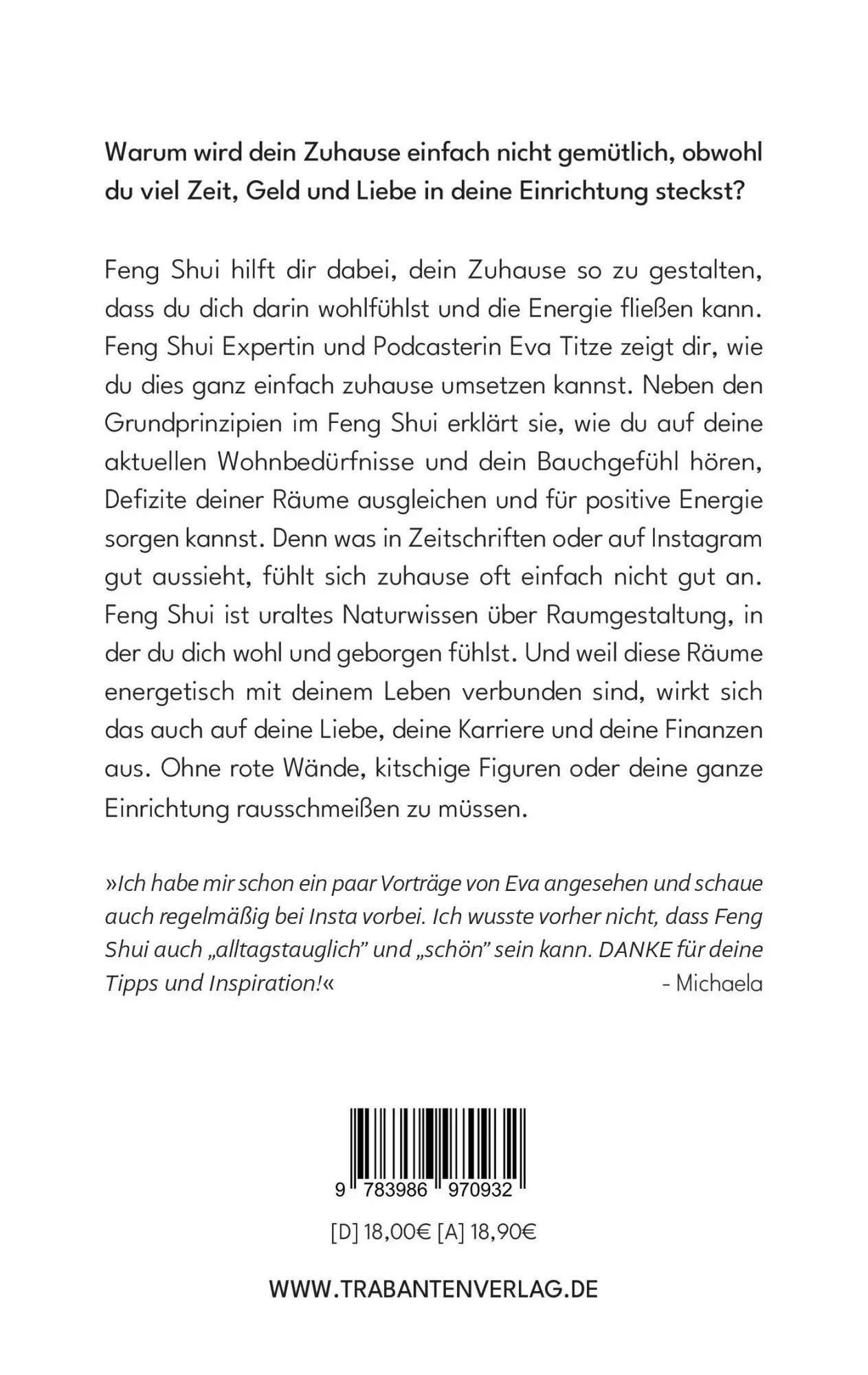 Rückseite: 9783986970932 | Dein Einstieg in modernes Feng Shui | Eva Titze | Taschenbuch | 228 S.