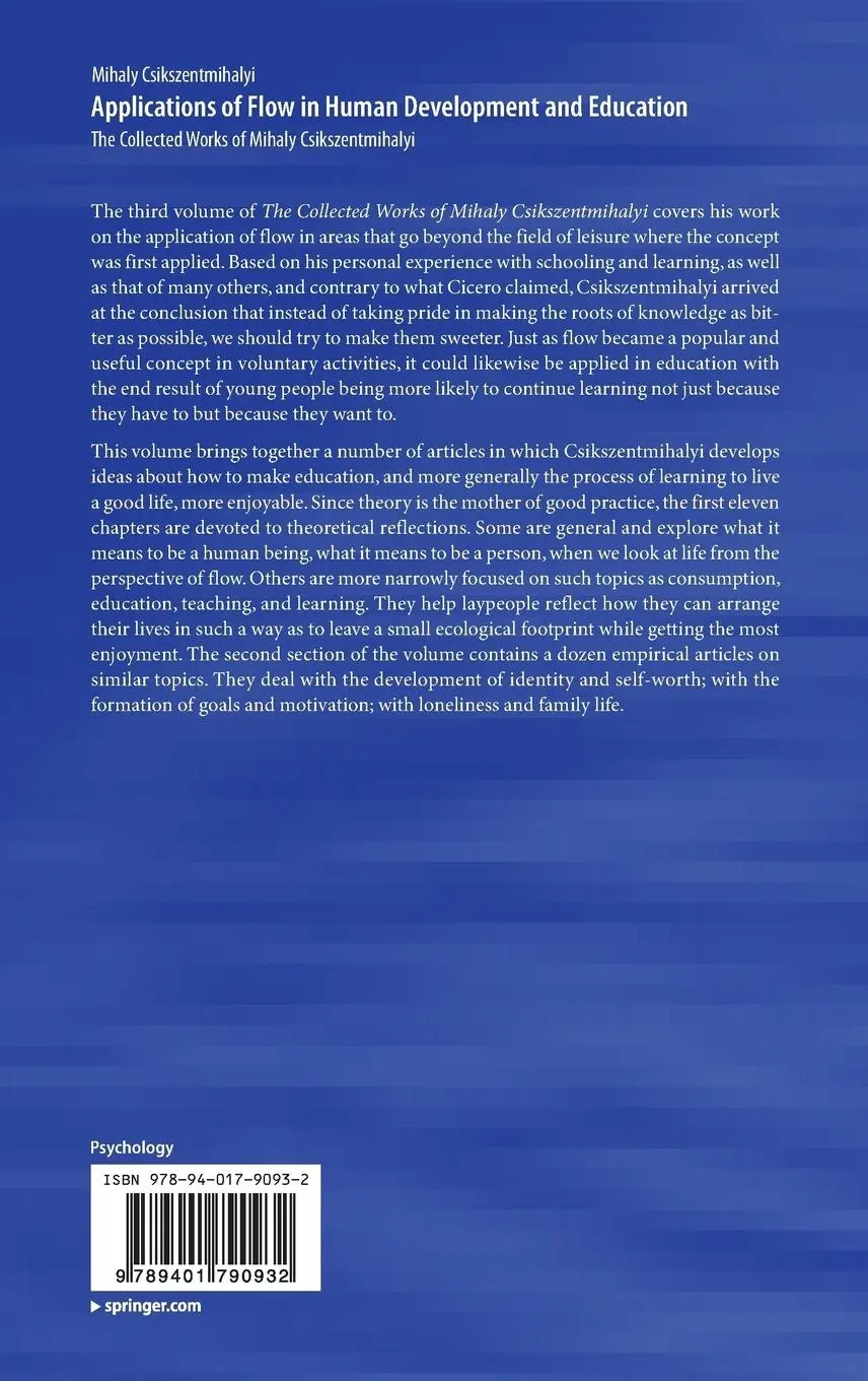 Rückseite: 9789401790932 | Applications of Flow in Human Development and Education | Buch | xxii