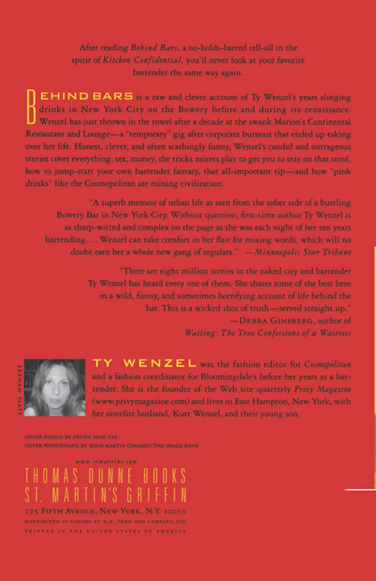 Rückseite: 9780312311032 | Behind Bars | The Straight-Up Tales of a Big-City Bartender | Wenzel