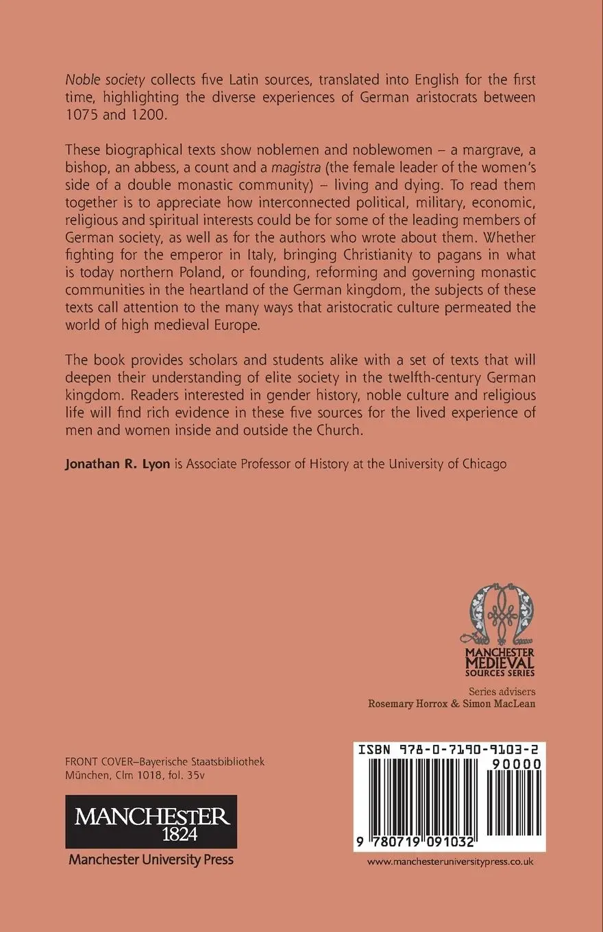 Rückseite: 9780719091032 | Noble society | Five lives from twelfth-century Germany | Lyon | Buch