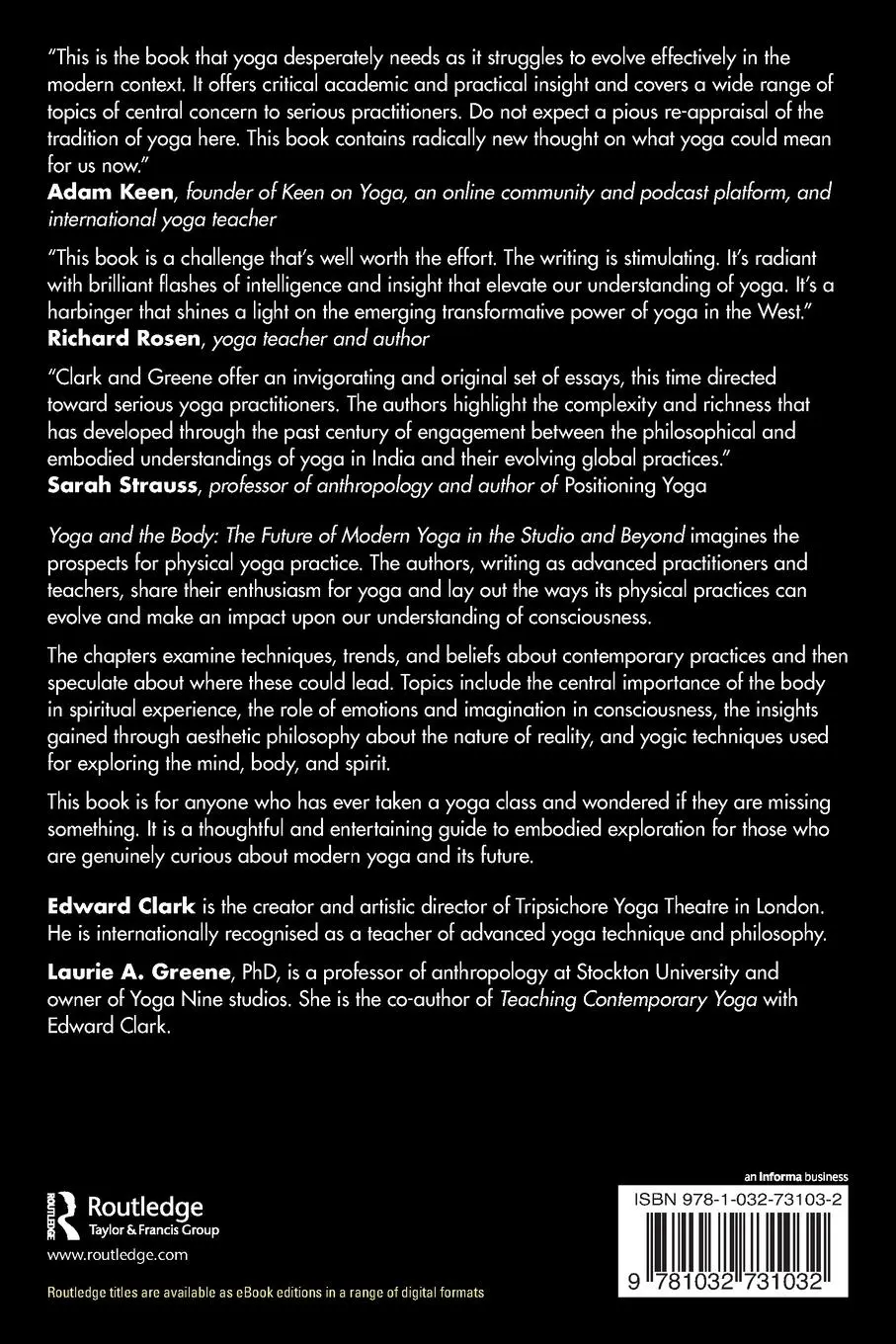 Rückseite: 9781032731032 | Yoga and the Body | The Future of Modern Yoga in the Studio and Beyond