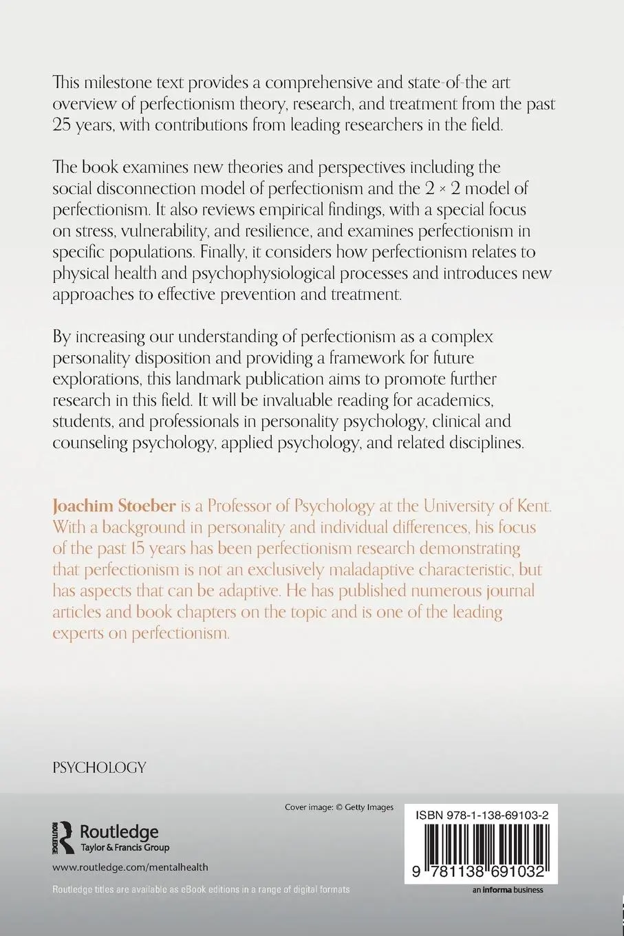 Rückseite: 9781138691032 | The Psychology of Perfectionism | Theory, Research, Applications