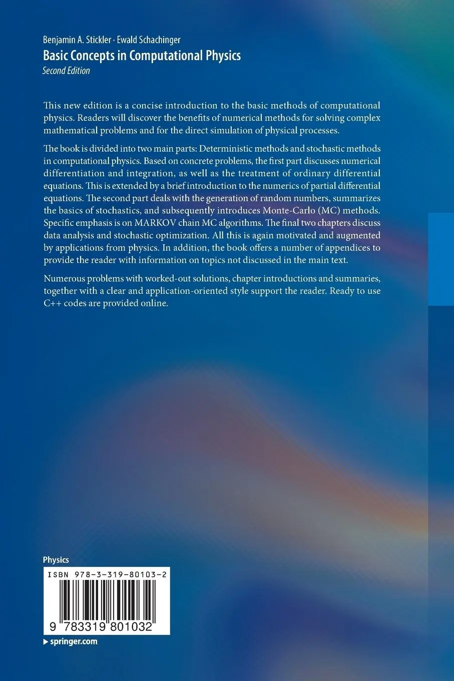 Rückseite: 9783319801032 | Basic Concepts in Computational Physics | Ewald Schachinger (u. a.)
