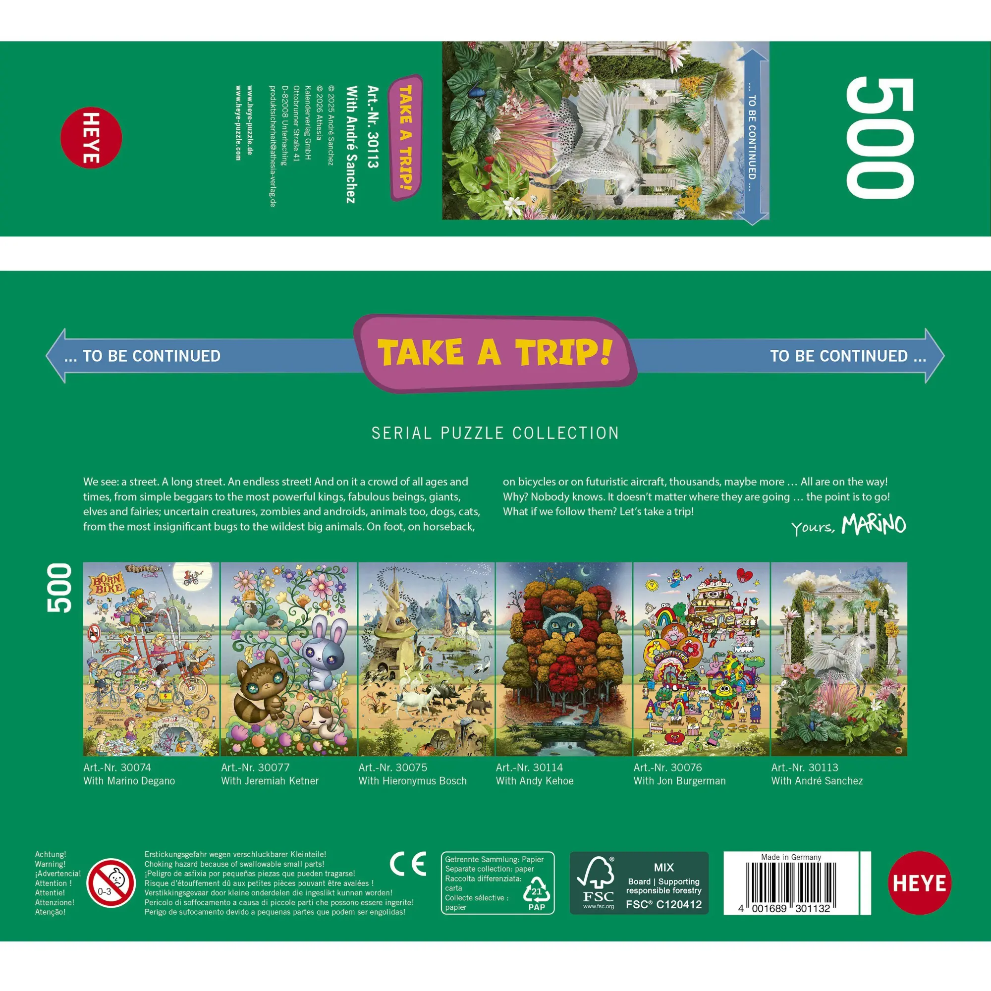 Bild: 4001689301132 | WITH ANDRÉ SANCHEZ, HEYE Puzzle von André Sanchez | Spiel | 30113