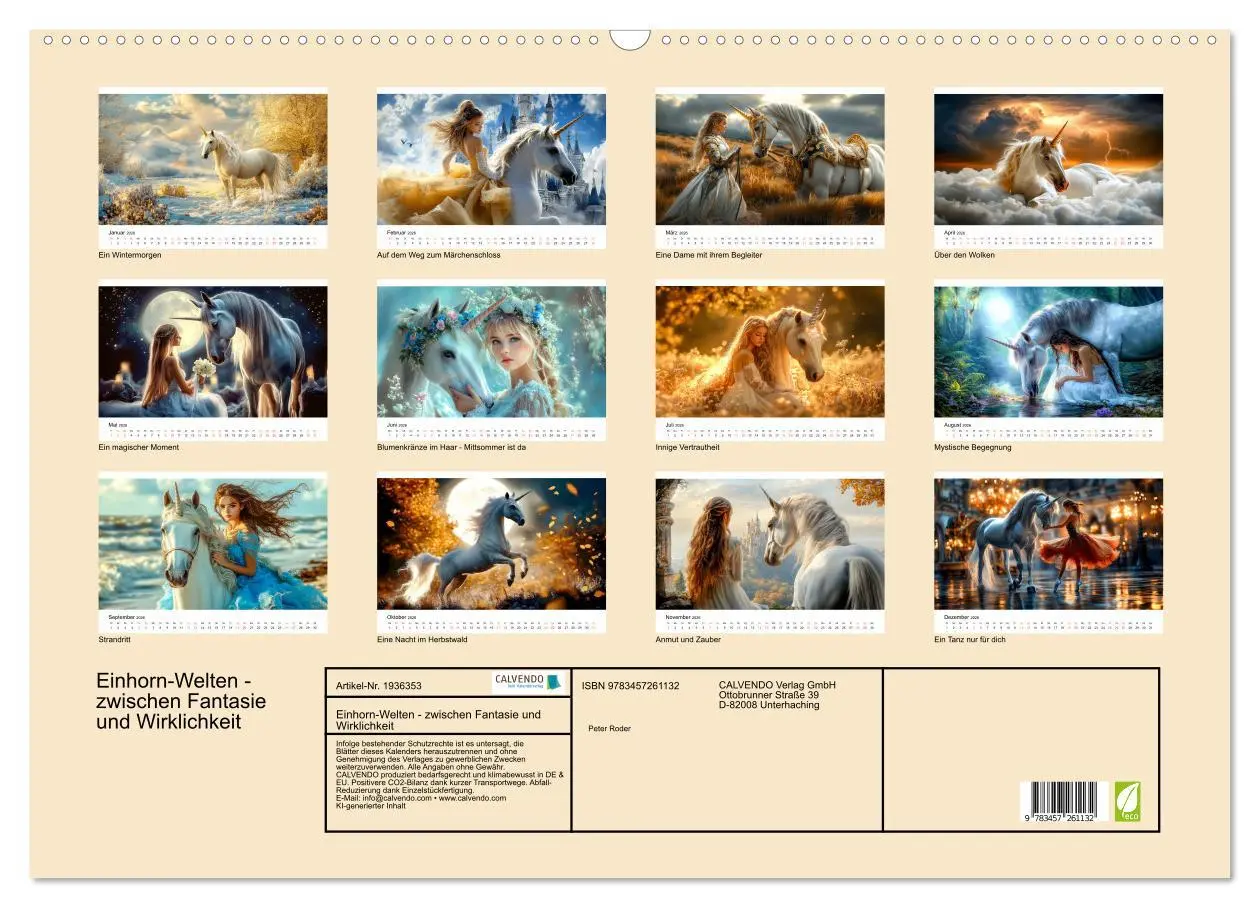 Bild: 9783457261132 | Einhorn-Welten - zwischen Fantasie und Wirklichkeit (Wandkalender...