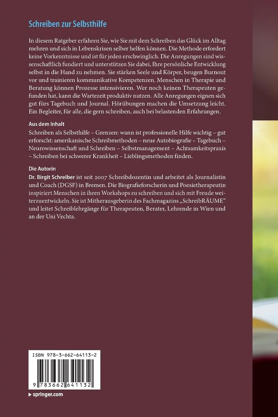 Rückseite: 9783662641132 | Schreiben zur Selbsthilfe | Birgit Schreiber | Taschenbuch | XIII