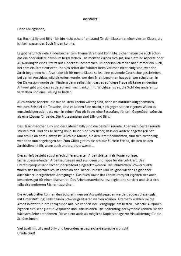 Bild: 9783910511132 | Literaturprojekt zu Lilly und Billy - Ich bin nicht schuld! | Buch