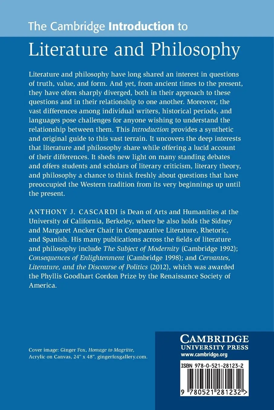 Rückseite: 9780521281232 | The Cambridge Introduction to Literature and Philosophy | Cascardi