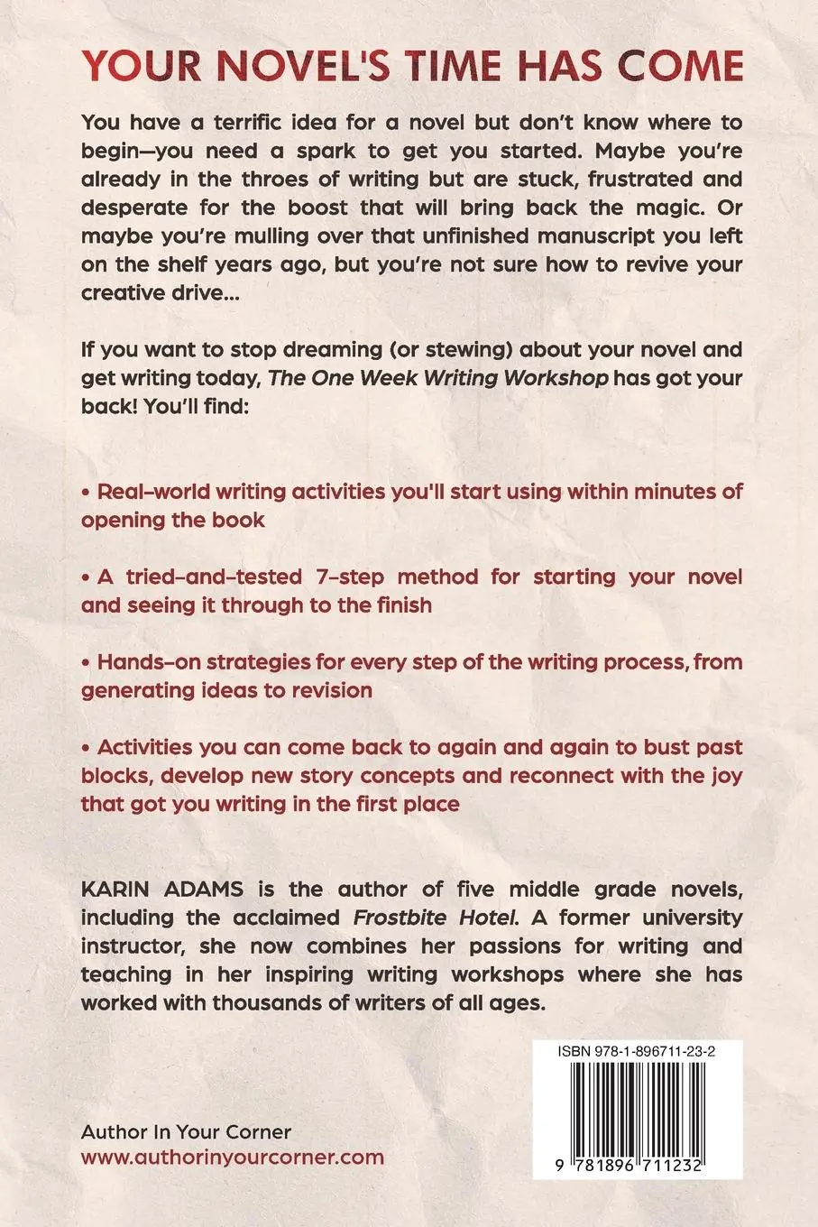 Rückseite: 9781896711232 | The One Week Writing Workshop | Karin Adams | Taschenbuch | Englisch