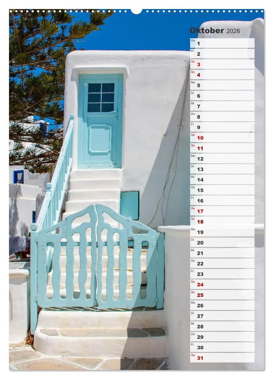 Bild: 9783516341232 | Bunte Treppen auf Mykonos - Reiseplaner (Wandkalender 2026 DIN A2...