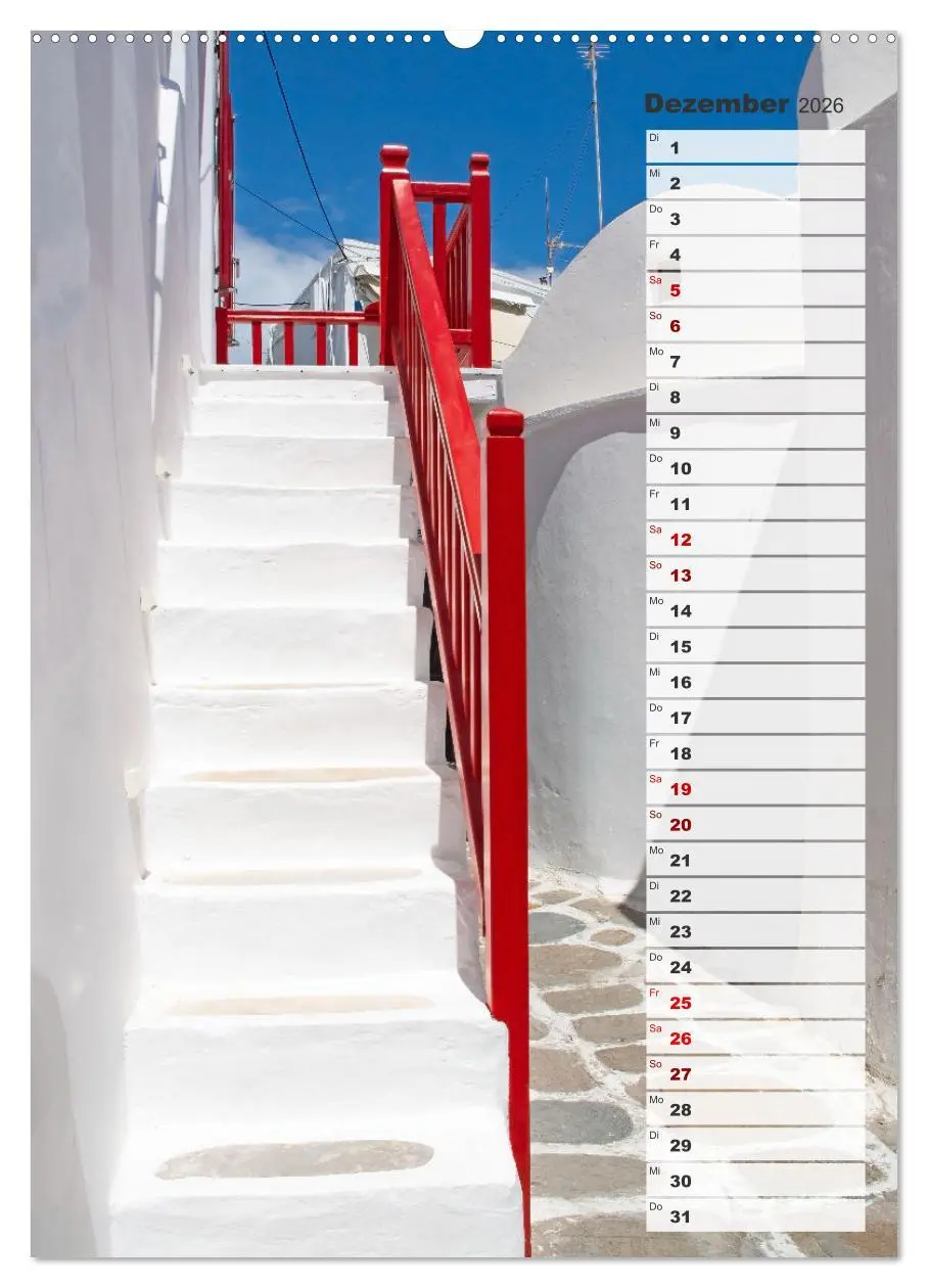 Bild: 9783516341232 | Bunte Treppen auf Mykonos - Reiseplaner (Wandkalender 2026 DIN A2...