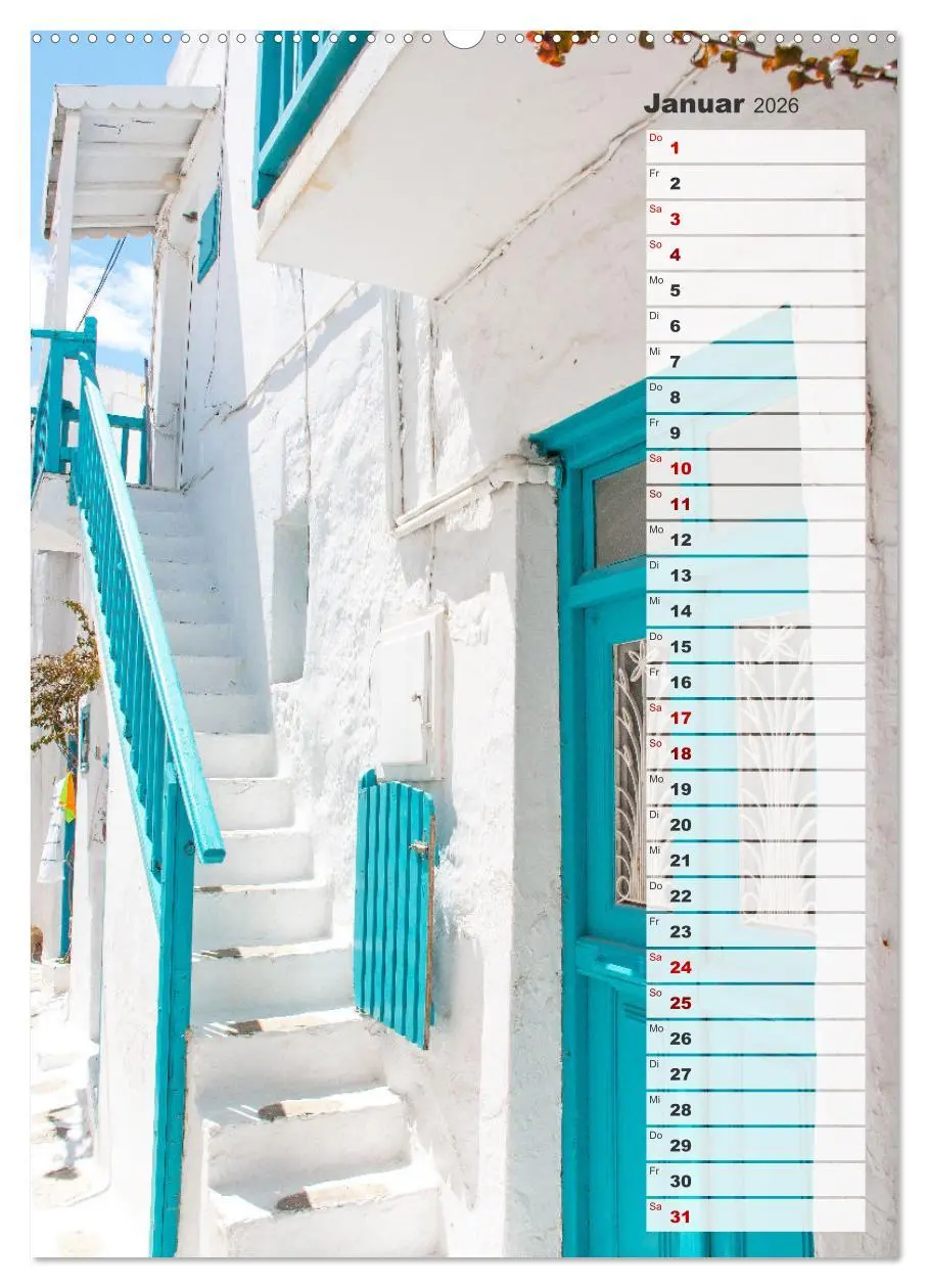 Bild: 9783516341232 | Bunte Treppen auf Mykonos - Reiseplaner (Wandkalender 2026 DIN A2...