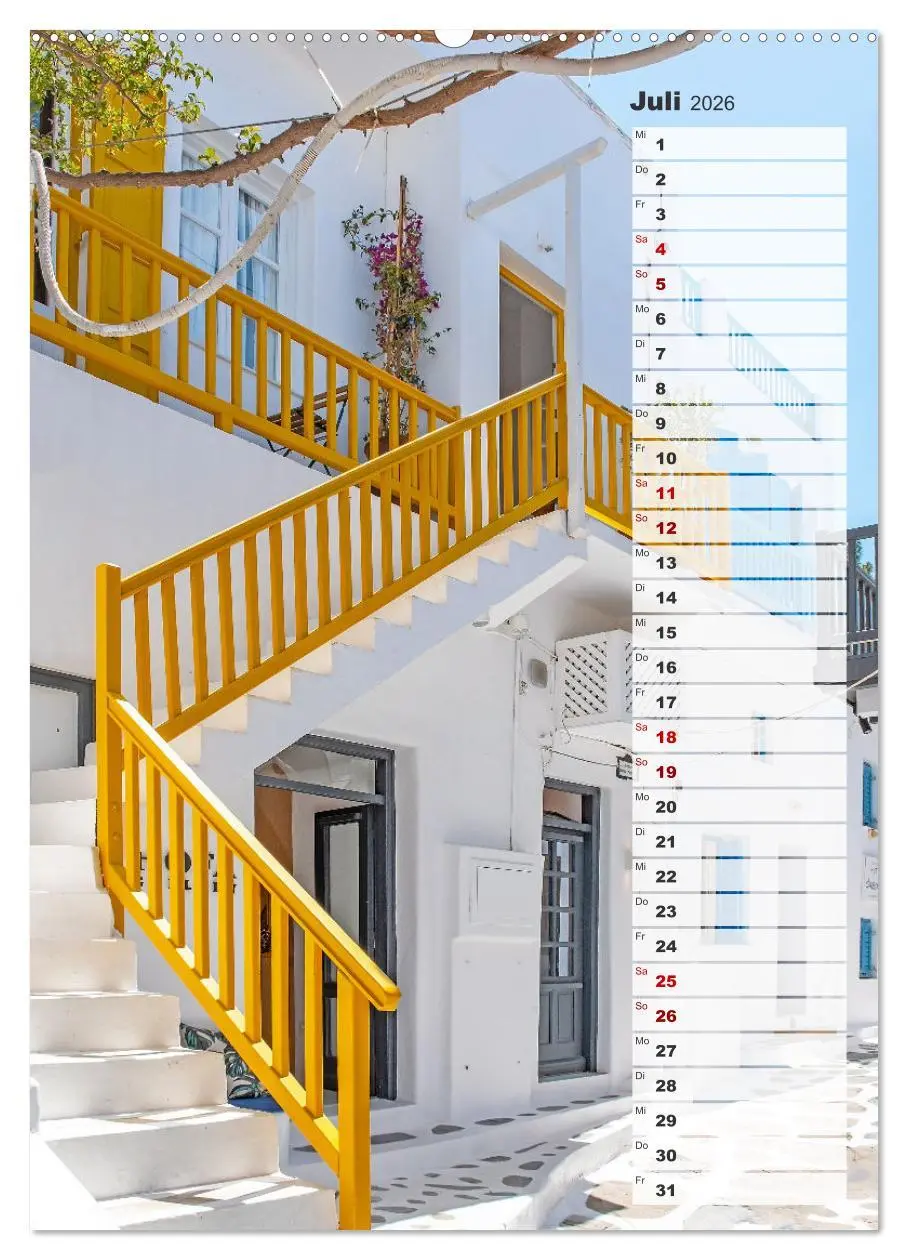 Bild: 9783516341232 | Bunte Treppen auf Mykonos - Reiseplaner (Wandkalender 2026 DIN A2...