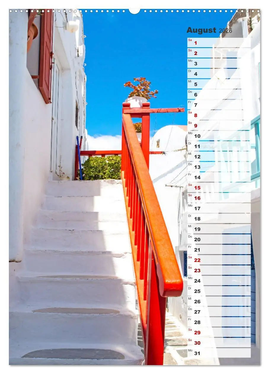 Bild: 9783516341232 | Bunte Treppen auf Mykonos - Reiseplaner (Wandkalender 2026 DIN A2...