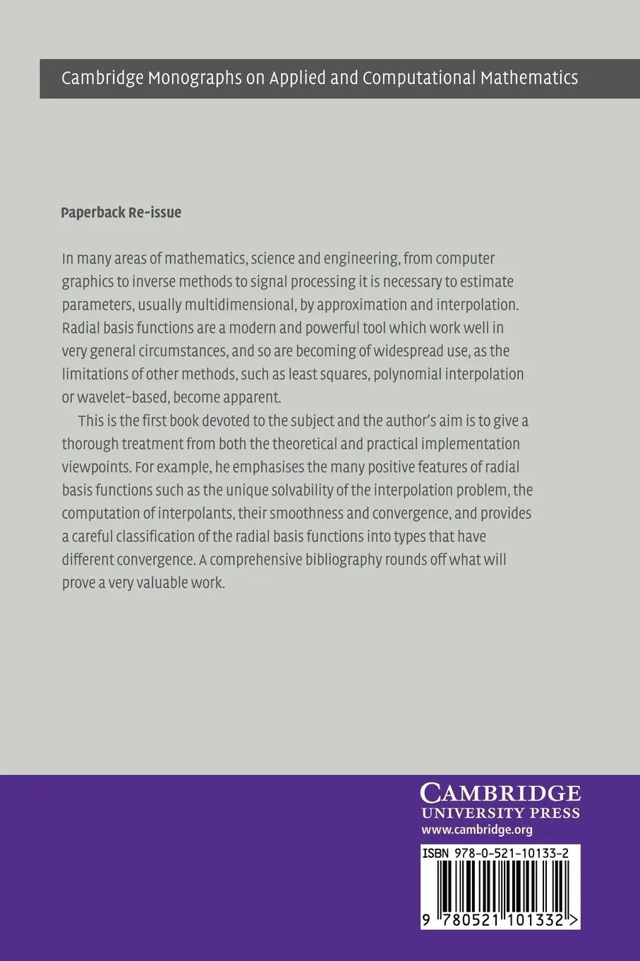 Rückseite: 9780521101332 | Radial Basis Functions | Theory and Implementations | Buhmann (u. a.)