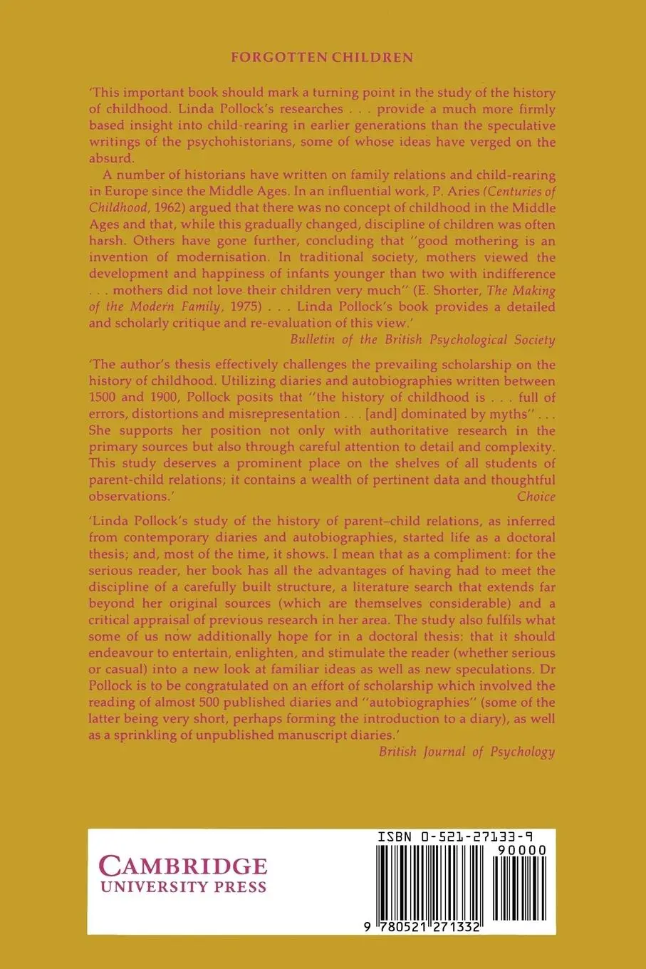 Rückseite: 9780521271332 | Forgotten Children | Parent-Child Relations from 1500 to 1900 | Buch