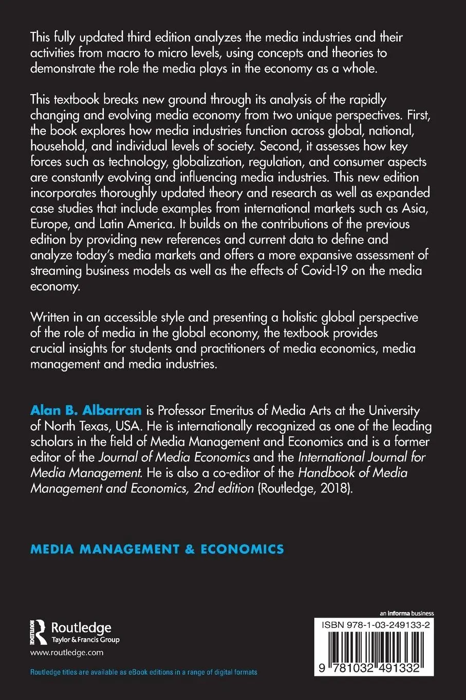 Rückseite: 9781032491332 | The Media Economy | Alan B. Albarran | Taschenbuch | Englisch | 2023