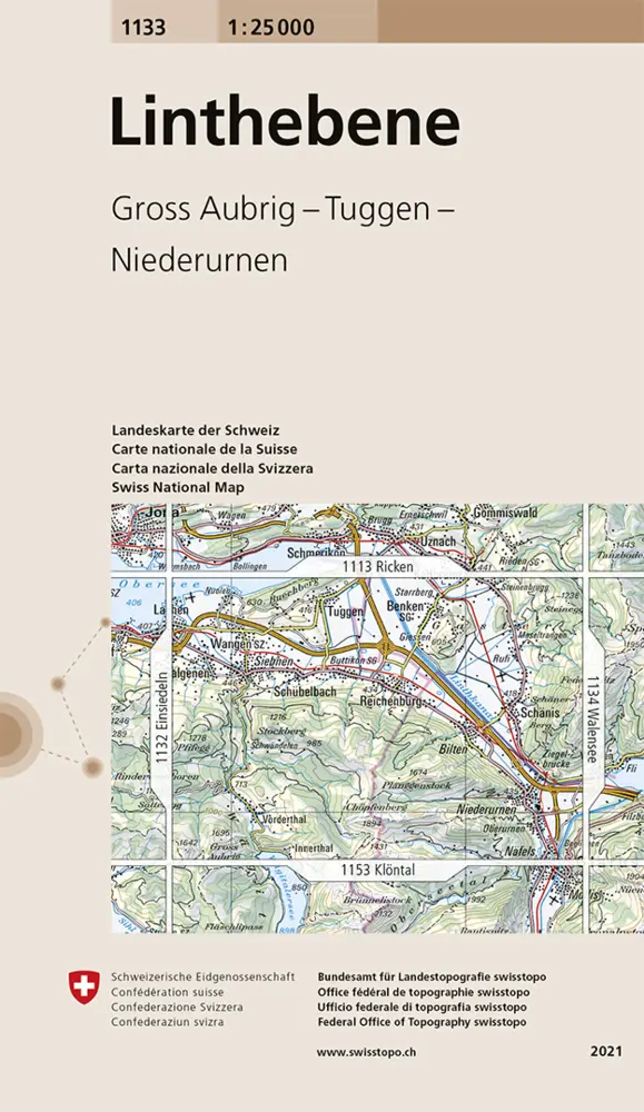 Cover: 9783302011332 | 1133 Linthebene | Gross Aubrig - Tuggen - Niederurnen | swisstopo