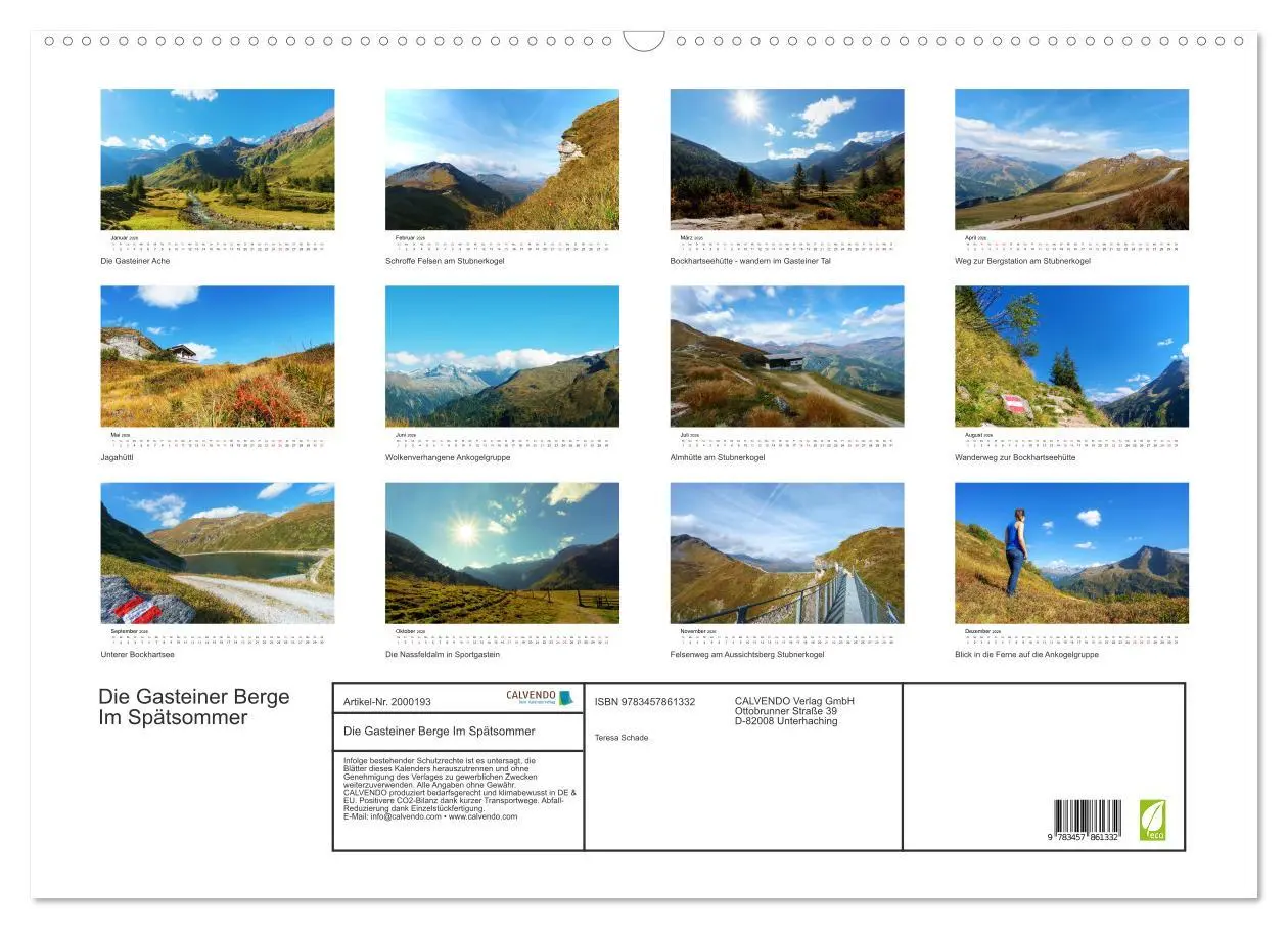 Bild: 9783457861332 | Die Gasteiner Berge Im Spätsommer (Wandkalender 2026 DIN A2 quer),...