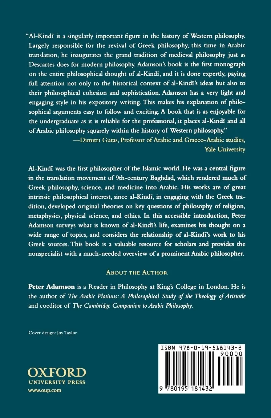 Rückseite: 9780195181432 | Al-Kindi | Peter Adamson | Taschenbuch | Englisch | 2006