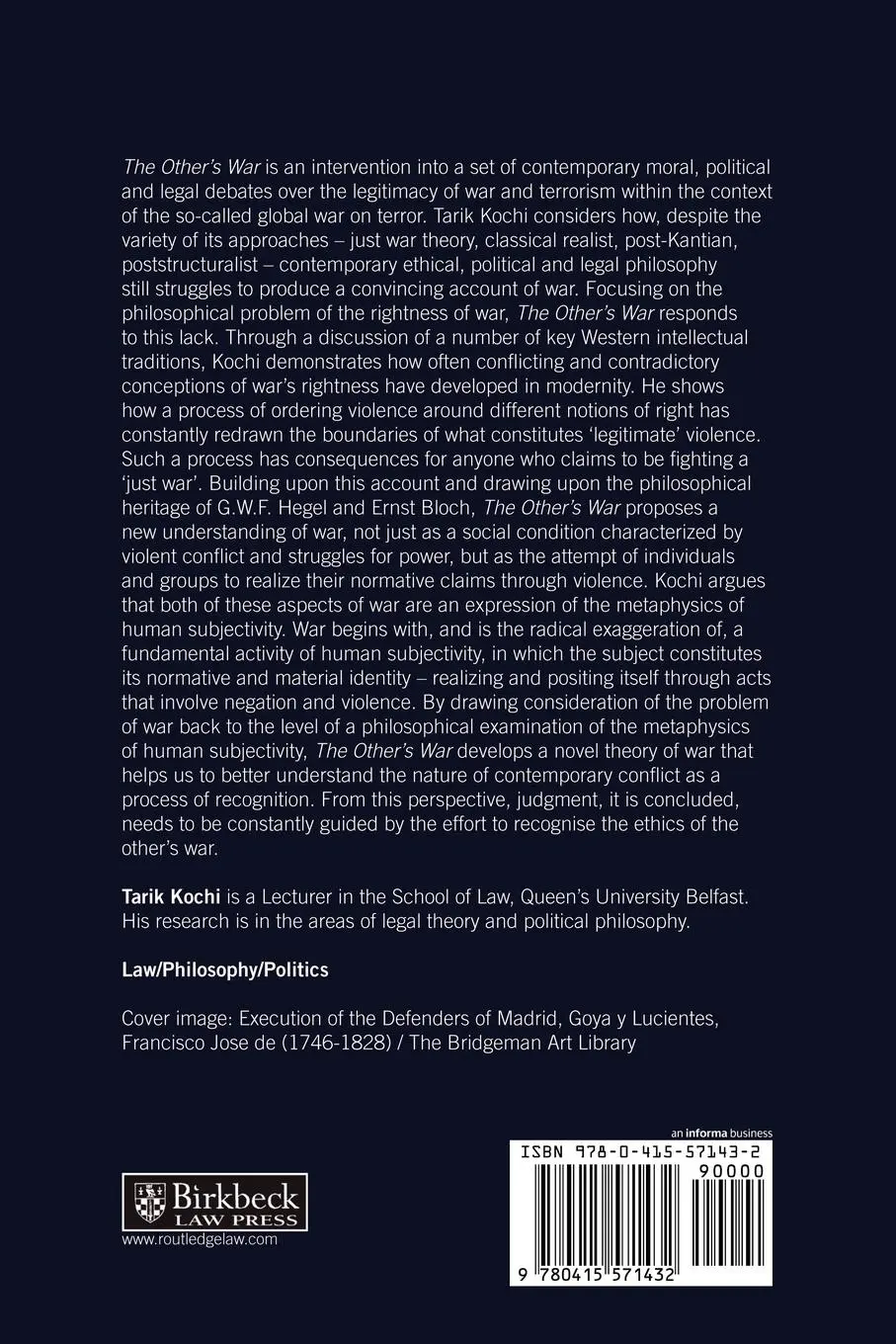 Rückseite: 9780415571432 | The Other's War | Recognition and the Violence of Ethics | Tarik Kochi