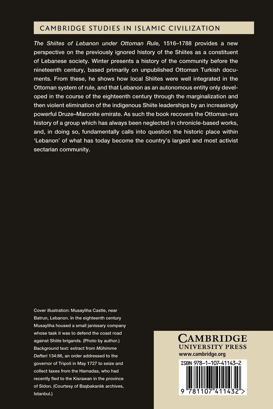 Rückseite: 9781107411432 | The Shiites of Lebanon Under Ottoman Rule, 1516 1788 | Stefan Winter