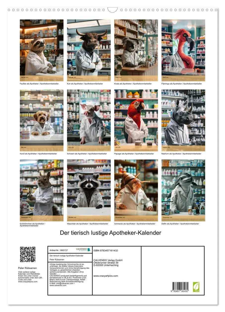 Bild: 9783457161432 | Der tierisch lustige Apotheker-Kalender (Wandkalender 2025 DIN A2...
