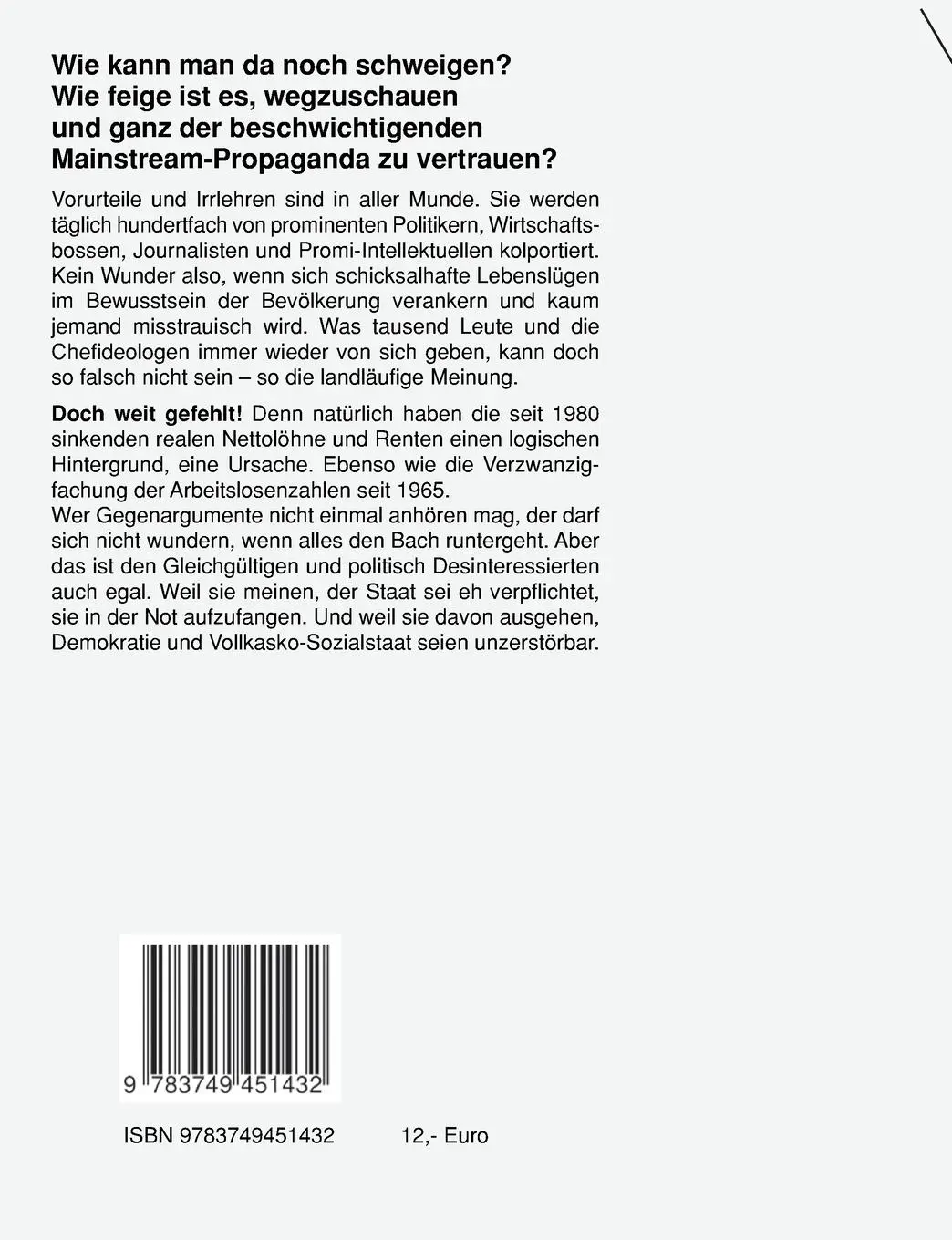 Rückseite: 9783749451432 | Die Diktatur der Lebenslügen | Manfred Müller | Taschenbuch | 160 S.