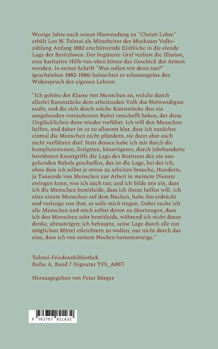 Rückseite: 9783757821432 | Was sollen wir denn tun? | Leo N. Tolstoi | Taschenbuch | 340 S.
