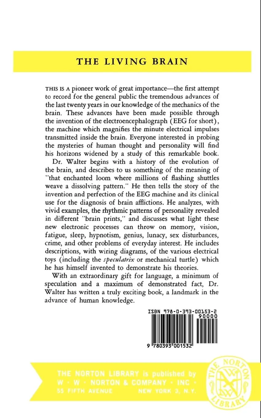 Rückseite: 9780393001532 | The Living Brain | Grey W. Walter (u. a.) | Taschenbuch | Englisch