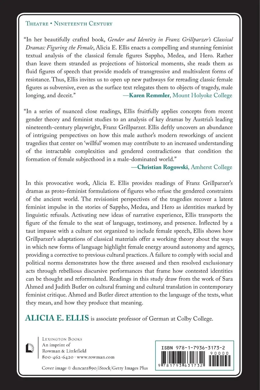 Rückseite: 9781793631732 | Gender and Identity in Franz Grillparzer's Classical Dramas | Ellis