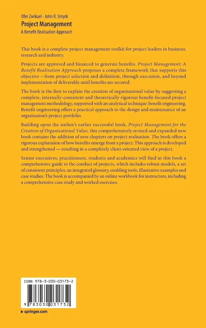Rückseite: 9783030031732 | Project Management | A Benefit Realisation Approach | Smyrk (u. a.)