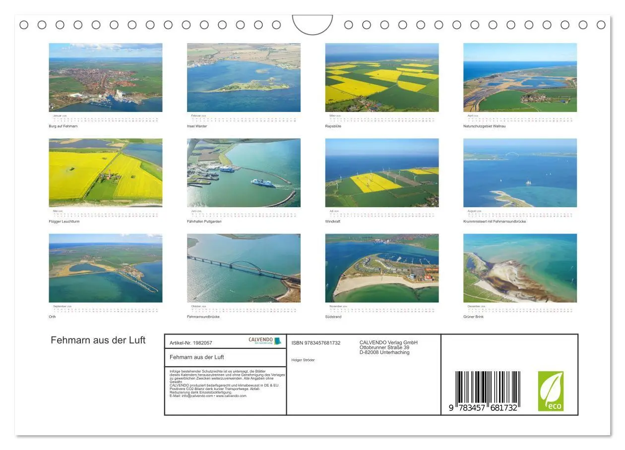 Bild: 9783457681732 | Fehmarn aus der Luft (Wandkalender 2026 DIN A4 quer), CALVENDO...