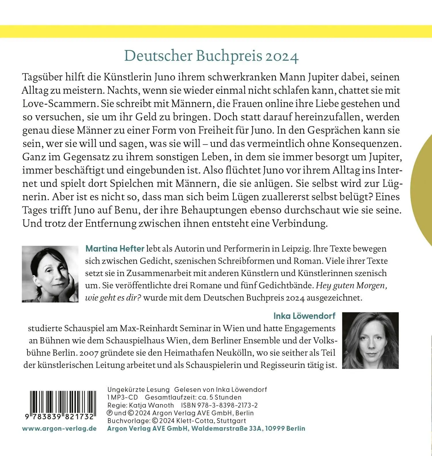 Rückseite: 9783839821732 | Hey guten Morgen, wie geht es dir? | Roman Deutscher Buchpreis 2024