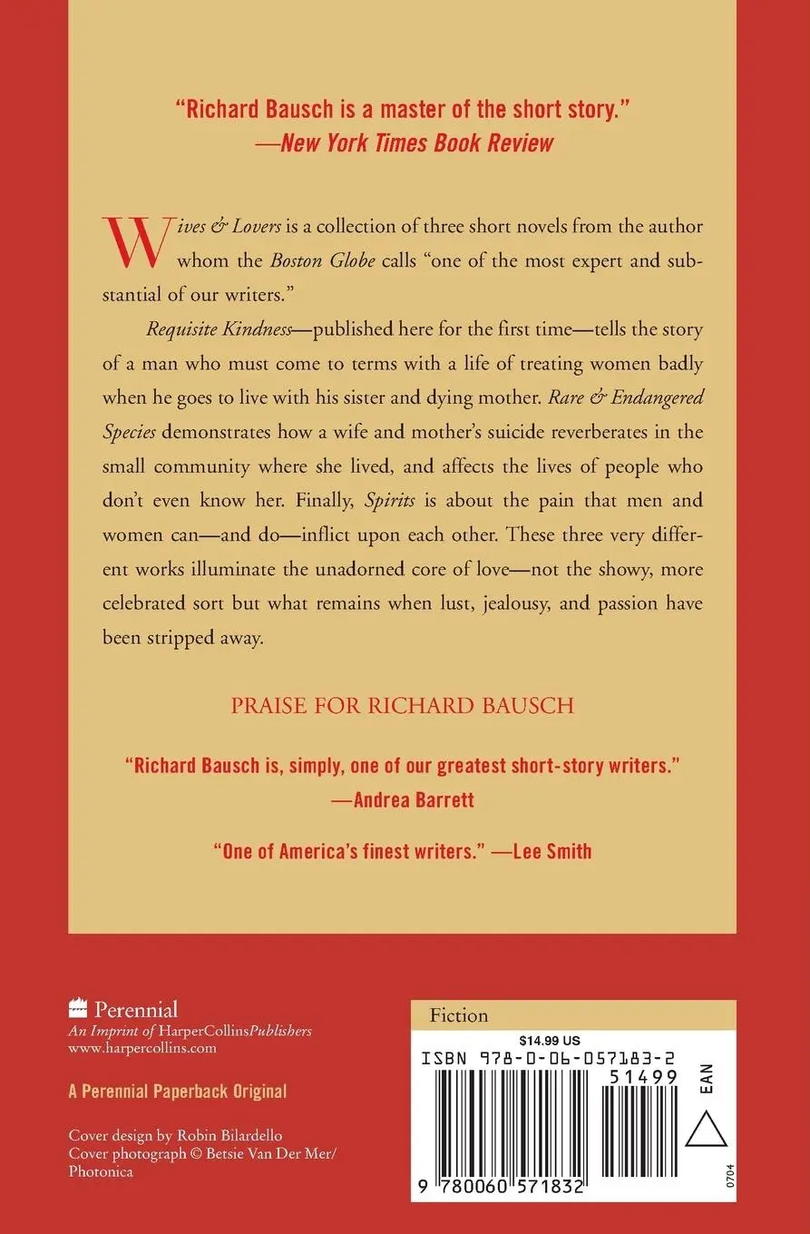 Rückseite: 9780060571832 | Wives &amp; Lovers | Three Short Novels | Richard Bausch | Taschenbuch