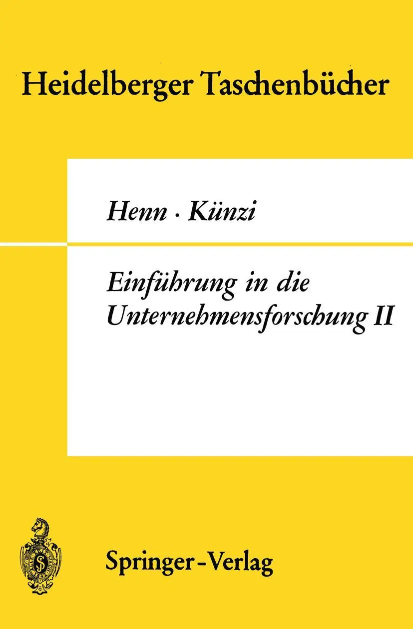 Cover: 9783540041832 | Einführung in die Unternehmensforschung II | H. P. Künzi (u. a.)